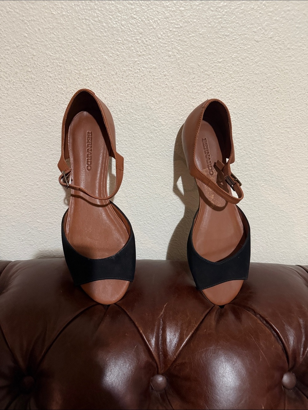 Bernardo Black and Brown Open-Toe Ankle-Strap sandals